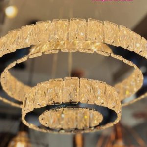 Pendente Anéis com LED Cristal Prata Pendente Tokyo LED LLUM Bronzearte