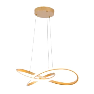 Pendente LED Fita 3000K 50W Bivolt Ø55x12cm Alumínio e Acrílico Dourado - UI20098/50DR
